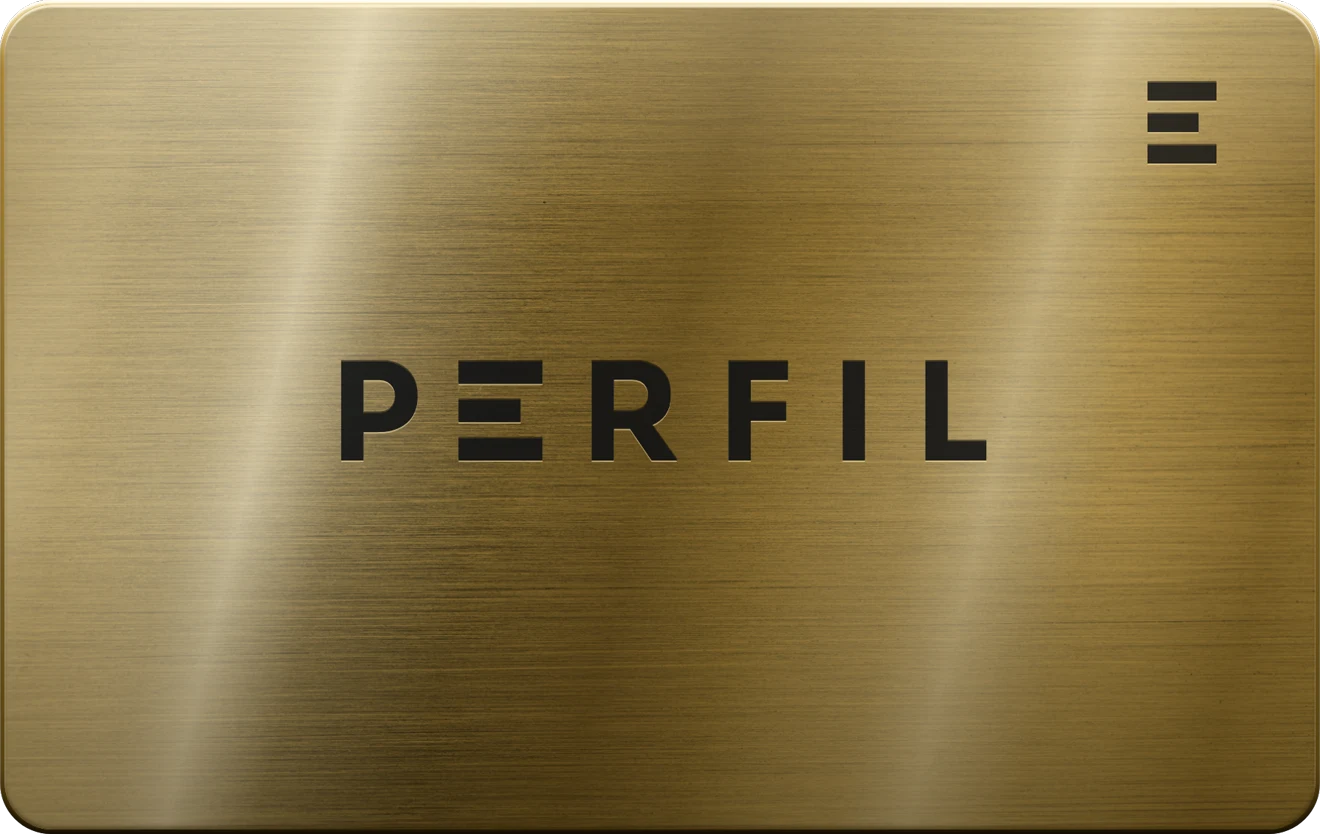 Tarjeta insignia de PERFIL en oro cepillado